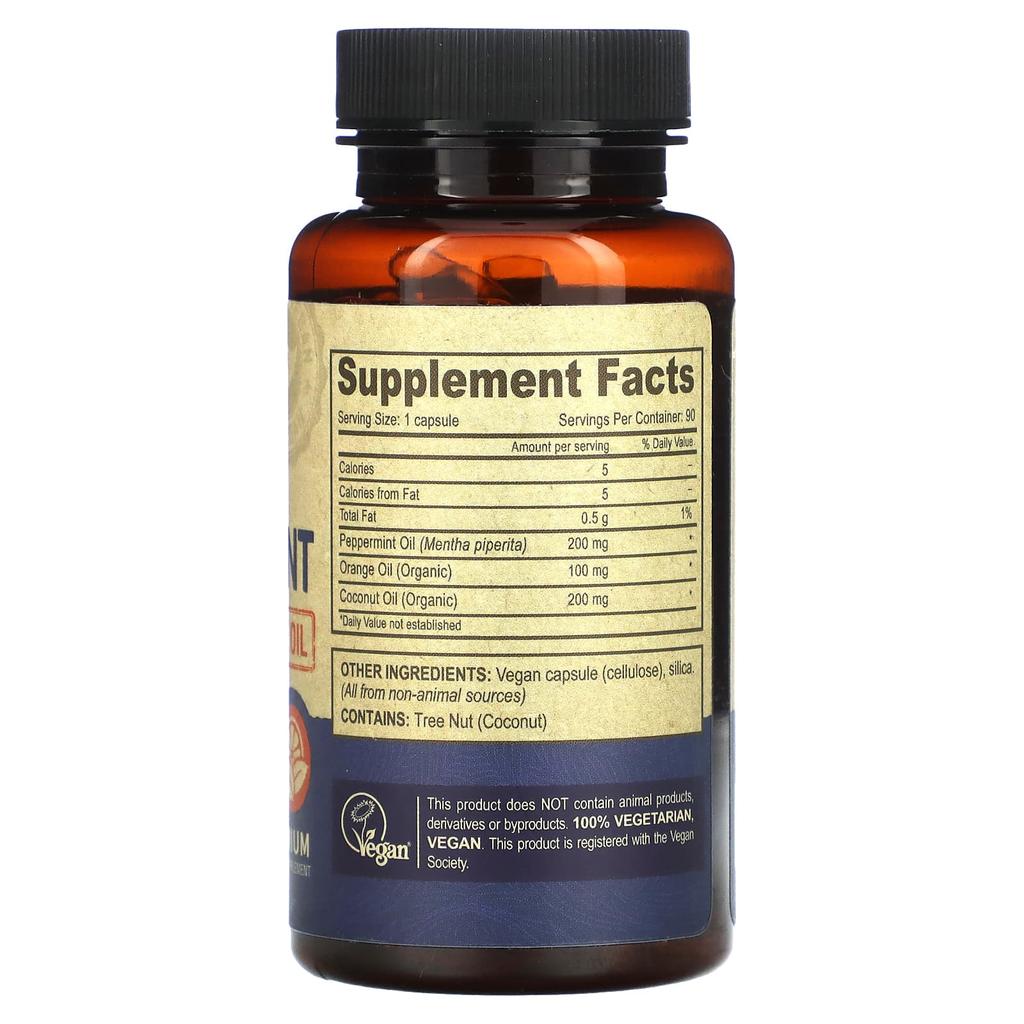 Vegan Peppermint Oil with Orange Oil, 90 Vegan Capsules