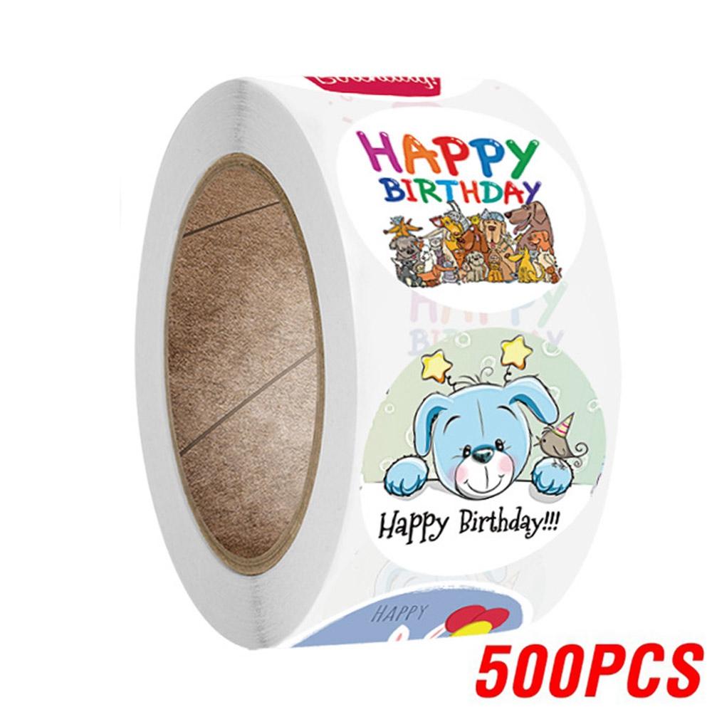 100-500pcs Cute Happy Birthday Sticker Birthday Gift Decoration Label Sealing Balloon Cake Label Packaging Scrapbook Sticker