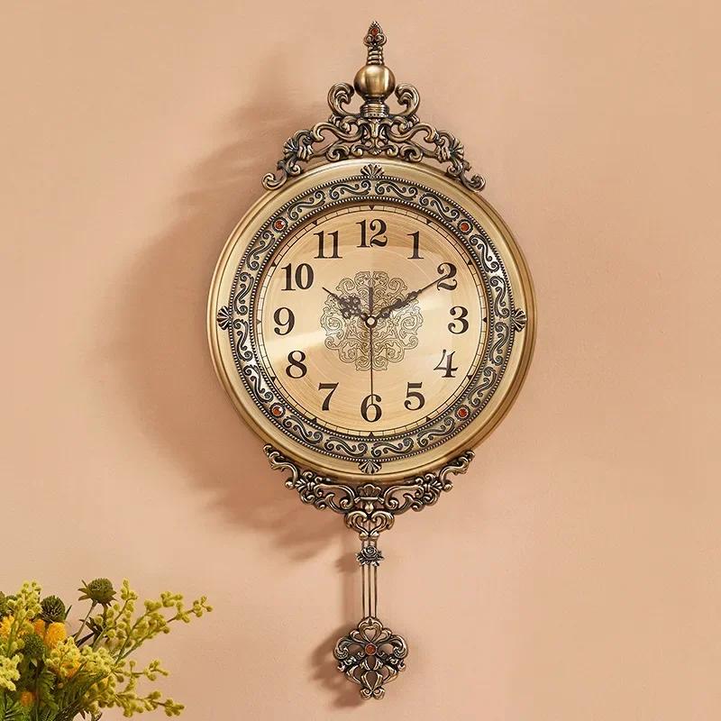 Metal European clock wall clock living room home fashion personality creative simple Nordic American retro pocket watch G7G5X1