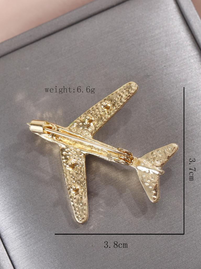 High end personalized diamond studded airplane brooch alloy jewelry exquisite brooch suit accessories wholesale