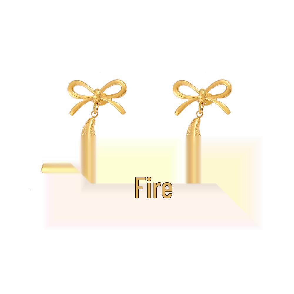 INS Women's Ocean-Themed Bow & Starfish Earrings, PVD 18K Gold-Plated Stainless Steel