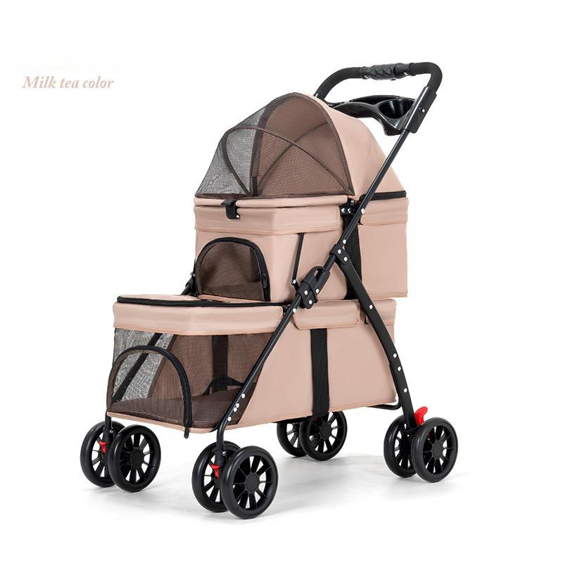 Metal Pet Stroller Lightweight Foldable Outdoor Travel Cart for Dogs Cats Teddy Puppy Kitten Portable Pet Walking Pushchair