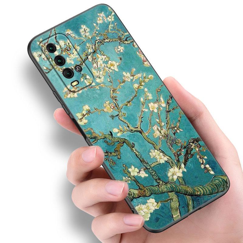 Pouzdro na telefon s olejomalbou Van Gogha pro Xiaomi Redmi Note 5 6 9T K20 K40 K50 Pro 7A 8A 9A 9C 9i 10A 10C A1 S2 Měkký TPU Černý Kryt