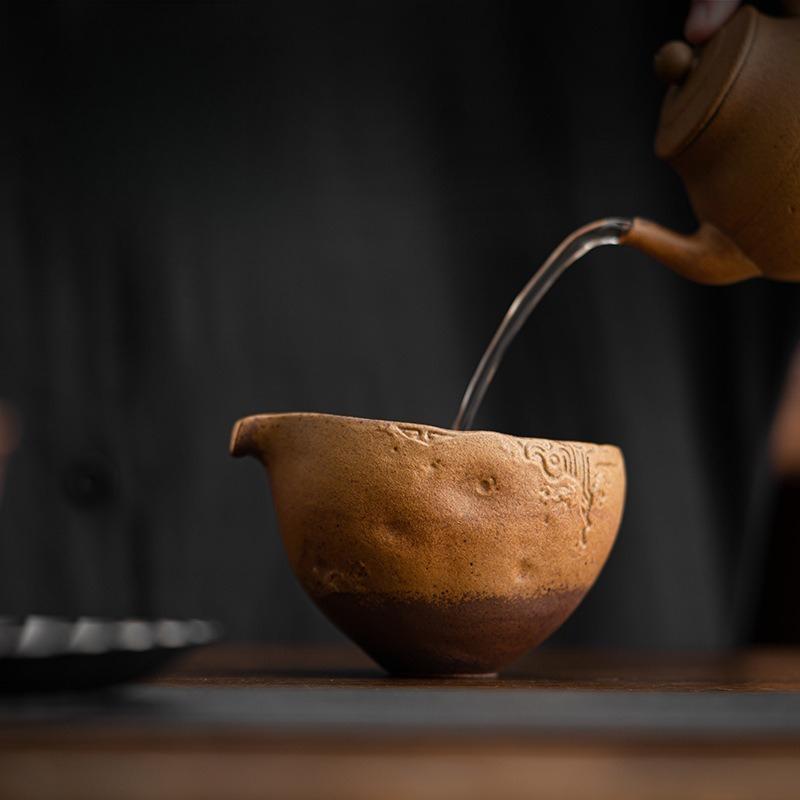 Sauce Glaze Coarse Pottery Fair Cup, Retro Ceramic Tea Dispenser, Japanese Kung Fu Tea Set, Tea Sea Tea Ceremony Accessories
