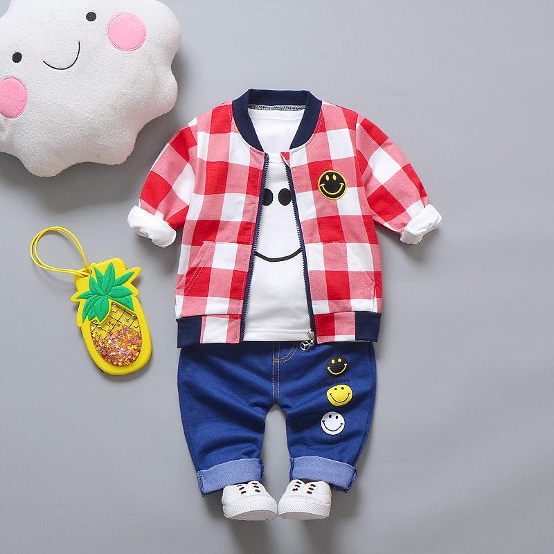 Kids' Korean Style Cartoon 3-Piece Set: Long Sleeve Sweatshirt, Jacket, and Pants for Boys - Perfect for Autumn and Spring.