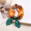 70Cm Poetic Autumn Leaves Scarf Orange Green Color-Blocking Scarves Women Imitation Silk Square Scarf Versatile Shawl Headscarf