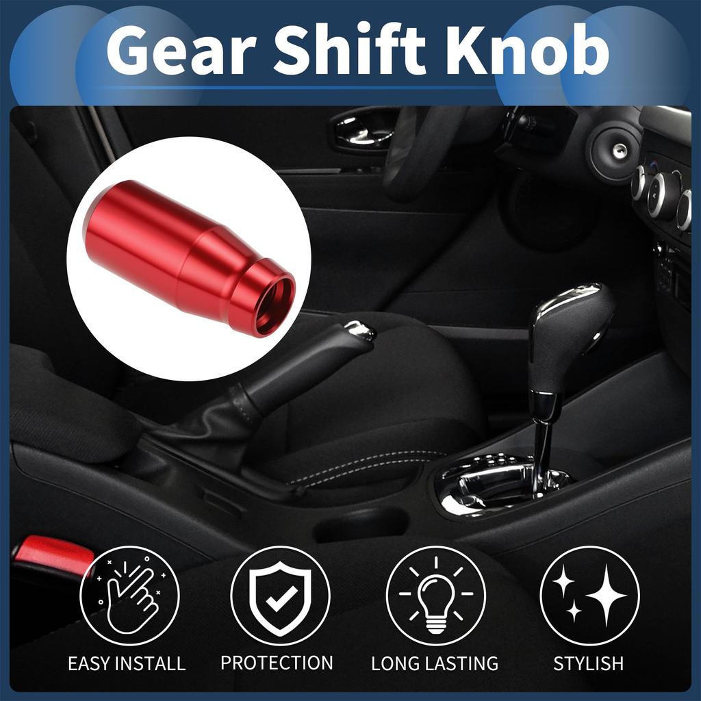 Hihaha Car Shift Knob Universal for with Gear Shifter Adapters 1 Set 76.2mm Manual/Automatic Vehicles, Red, (M8x1.25 & M10x1.25 & M10x1.5 &
