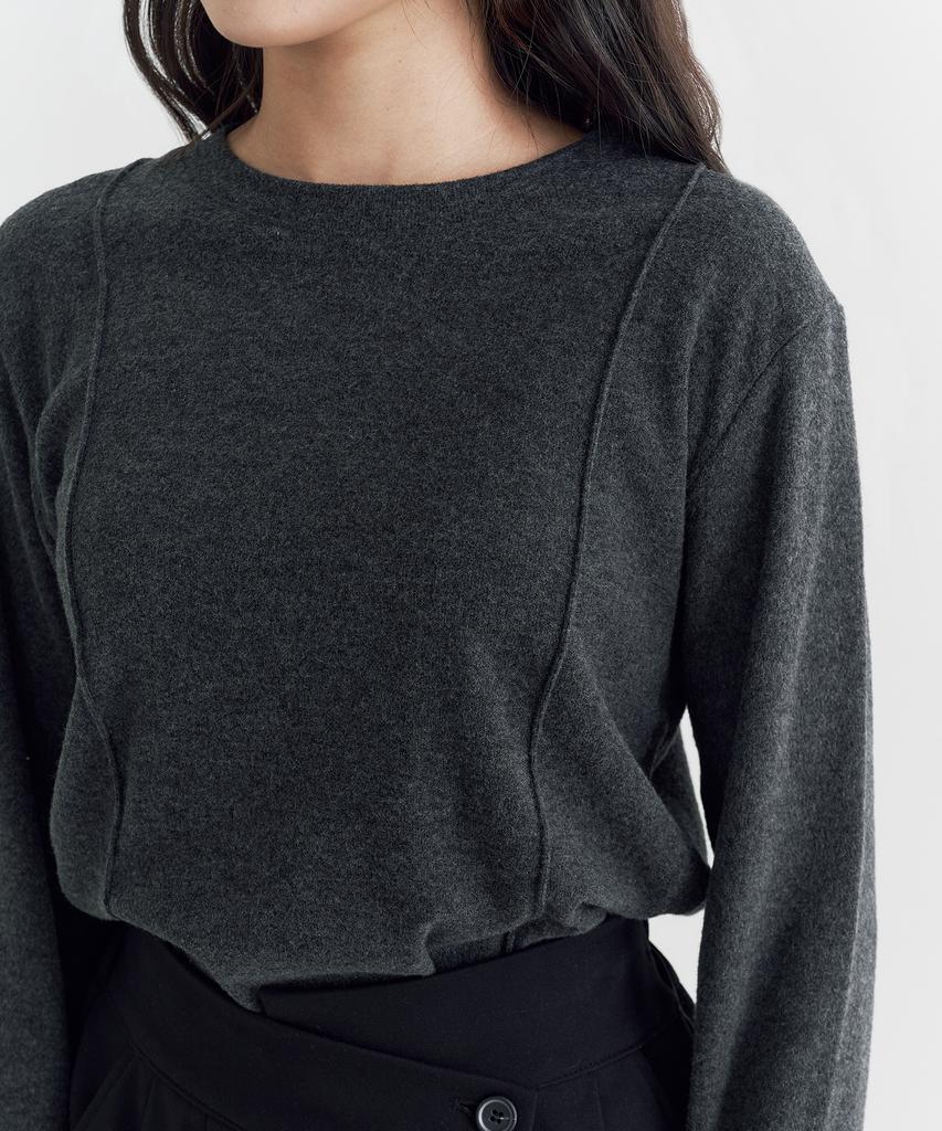 Peulleio W Pintuck T-Shirt _ Grey