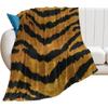 Asian Style Chinoiserie Flannel Blanket Animal Print Tiger Stripes Throw Blankets Brown Golden Black Tiger Print Warm Throw Blan