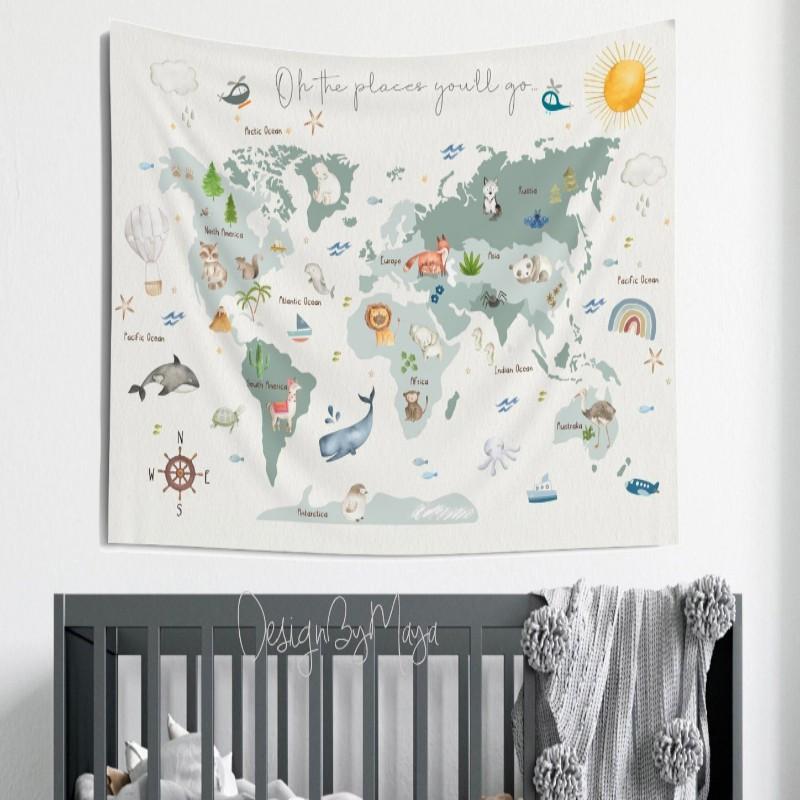 large world map tapestry  Home Decor Outdoor Tapestry Soft Tapestry Lounge Wall Hanging Tapestry Background Cloth Psyched 100X70CM