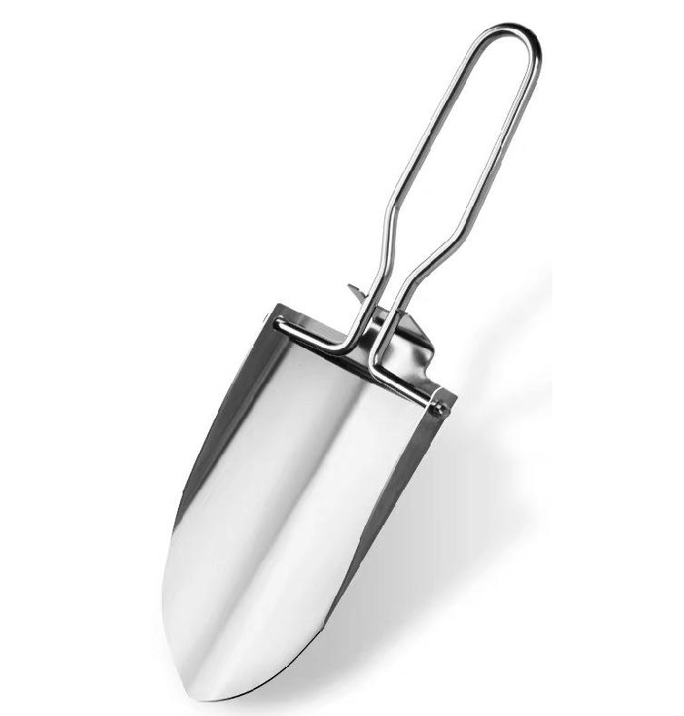 Folding Stainless Steel Garden Shovel for Worms, Mud, and Sand