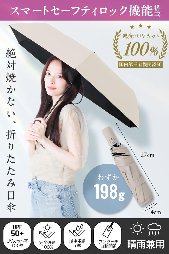 Folding Parasol for UV Light Blocking Lightweight, Women, Protection, 100% (Classic Gray)