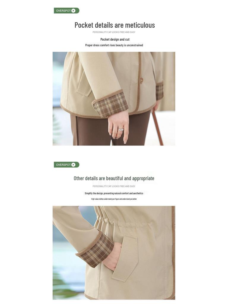 2025 Spring and Autumn Fashion Turn-Down Collar Jacket for Middle-Aged and Elderly Women