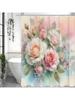Spring Rose Flower Shower Curtain, Bathroom Decorative Shower Curtain, Waterproof Shower Curtain with Hooks