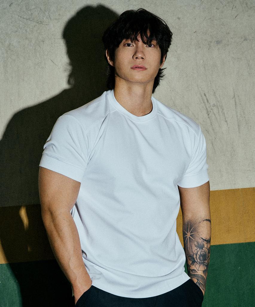 JELEVE Shoulder Line Cut Muscle Fit Short Sleeve