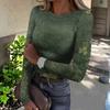 Damen Winter Slim T-Shirt Mode Lässig Druck Rundhals Pullover Langarm Top