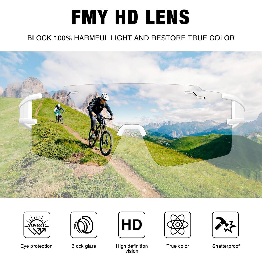 FMY Polarized Cycling Youth Baseball UV400 Sports Sunglasses for Running and Medium Glasses, Glasses, Unisex, Protection, Driving, White/Blue,