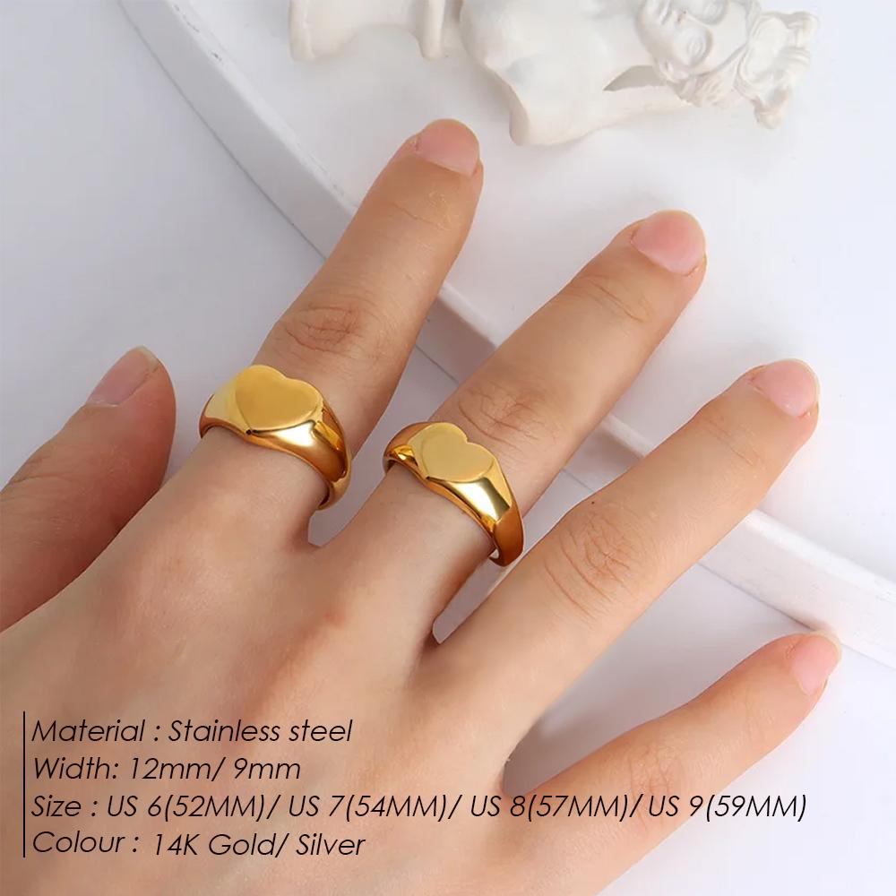 eManco Stainless Steel Punk Style Minimalist Round Ring Gold Plated Women's Rings for Parties and Festivals