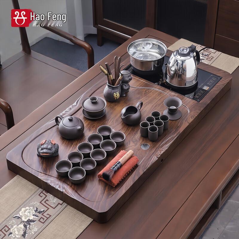 

Китайский чайный набор Haofeng 2025 с подносом из массива дерева