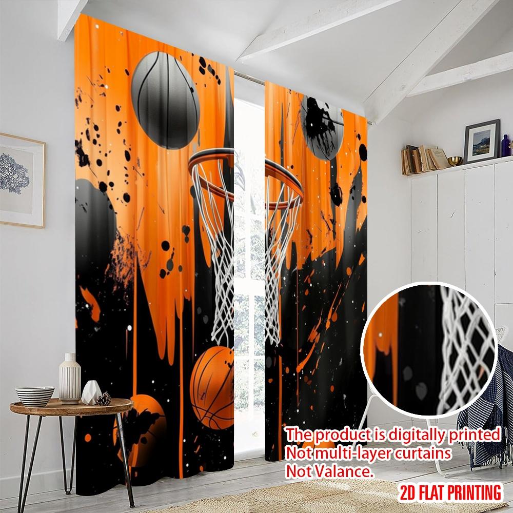 2pcs,2D Plane Printing Curtain Popular Hoop Splash Polyester (without Rod) Versatile All for Living Room, Bedroom, Home Decor