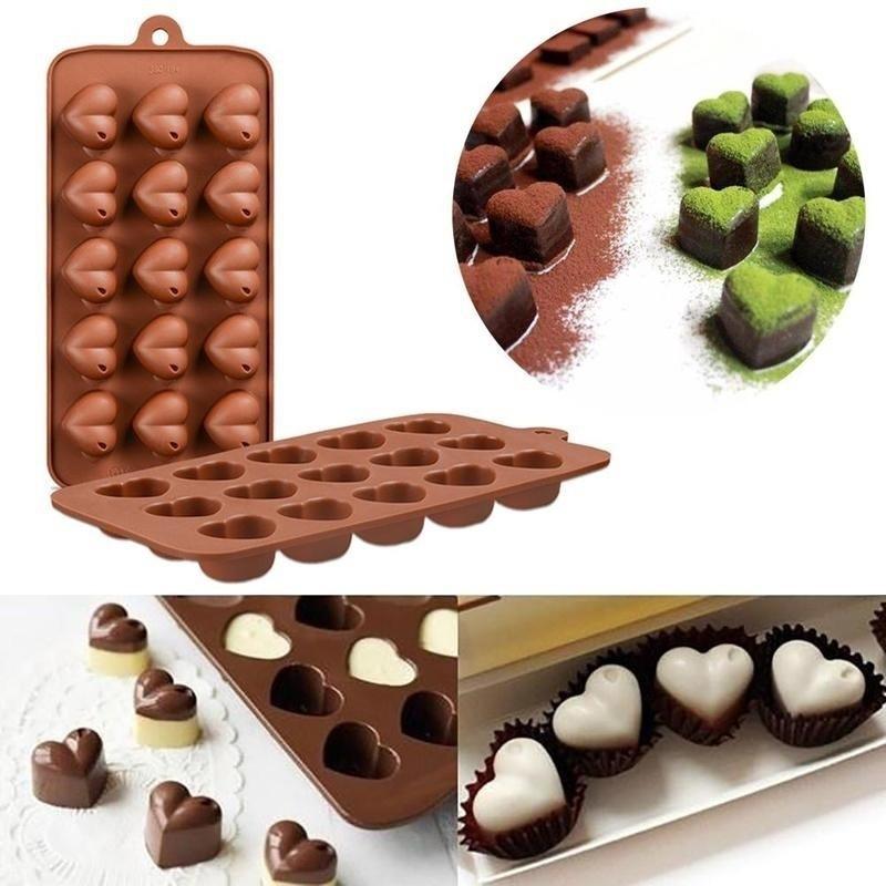 Silicone Romantics 15 Heart-shaped Mini Cake Mold For Chocolate Desserts Pudding Baking Cakes Decorating Tool Molds Pan