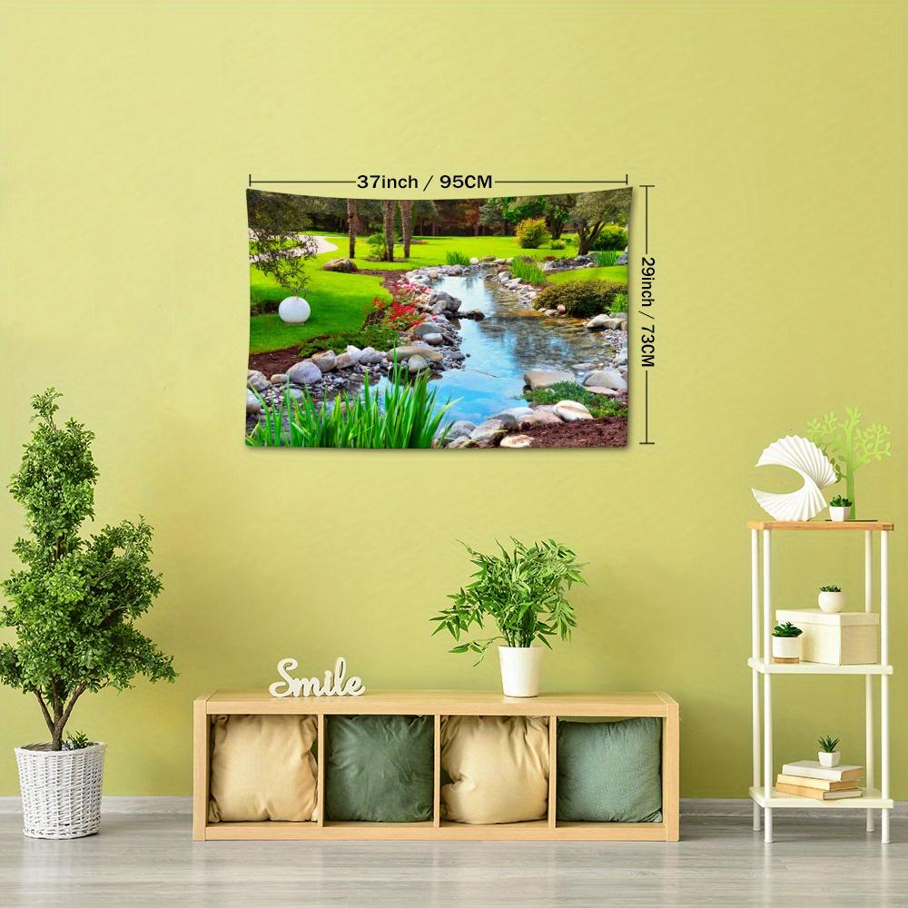 Spring River Stream Tapestry Wall Hanging - Natural Style Animal Theme Room Decor for Living Room, Bedroom - Polyester Graphic Woven Tapestry, Portrai