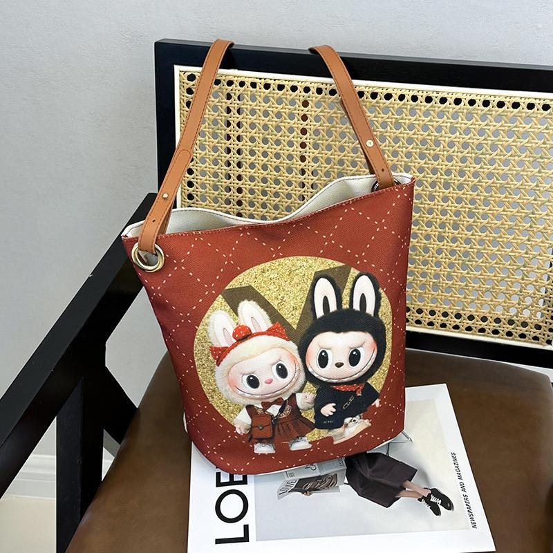Labubu Cartoon Canvas Backpack With Breathable Fabric And Expandable Capacity For School And Daily Use