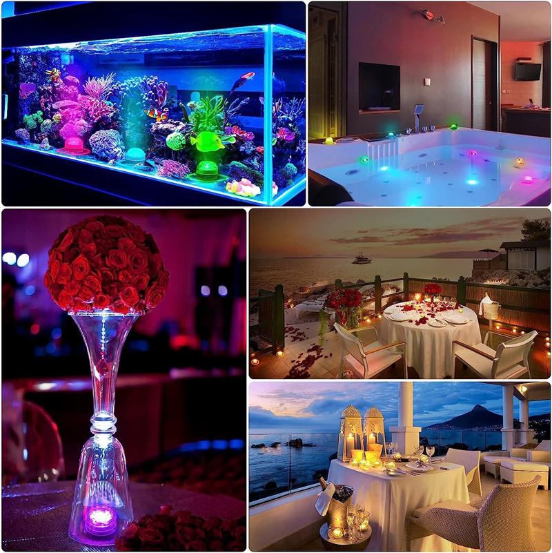 10 LEDs Submersible Light with Remote Control Battery Powered Underwater Night Lamp for Pool Vase Bowl Wedding Party Decoration