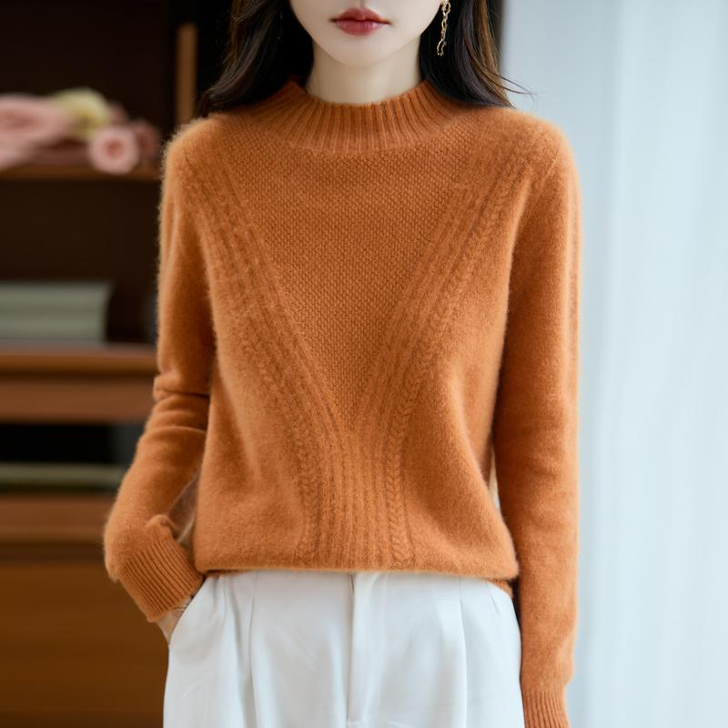 Dámský kašmírový svetr Kašmír Qinghe 30% kašmír 70% vlna podzimní a zimní pulovr hřejivý a módní