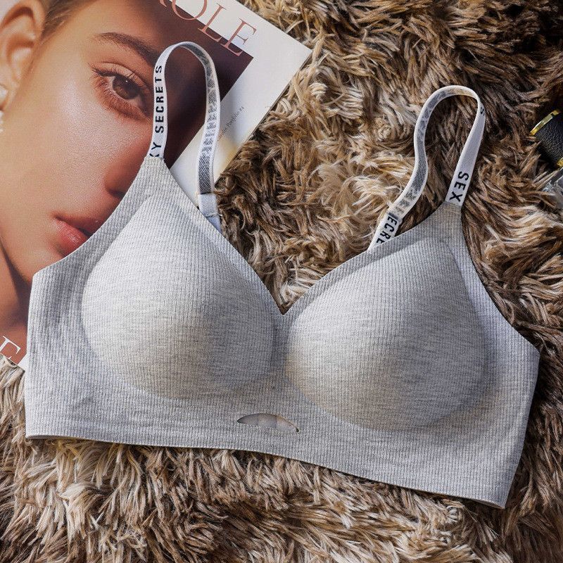 Women's Sexy Push Up Bralette Seamless Wireless Sleep Bras Soft Padded Letter Print Bra Underwear Comfortable Lingerie