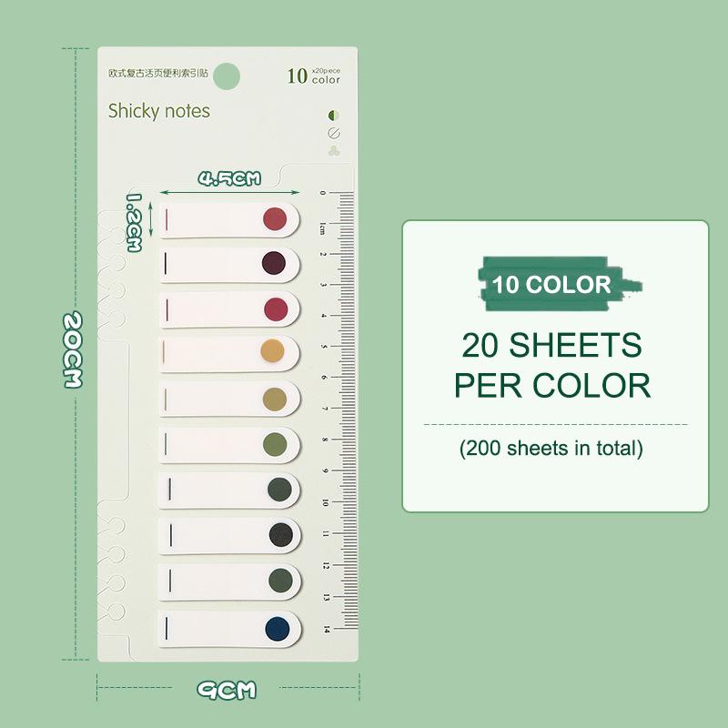 

200Sheets Colorful Fluorescent Index Tabs PET Sticky Note Page Marker Transparent Planner Stickers Office School Supplies