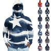 Men's Long Sleeve Quick Dry Hoodie Shirt with Flag Print Lightweight UV Protection Fishing Fitness Sports Top for Outdoor Activities