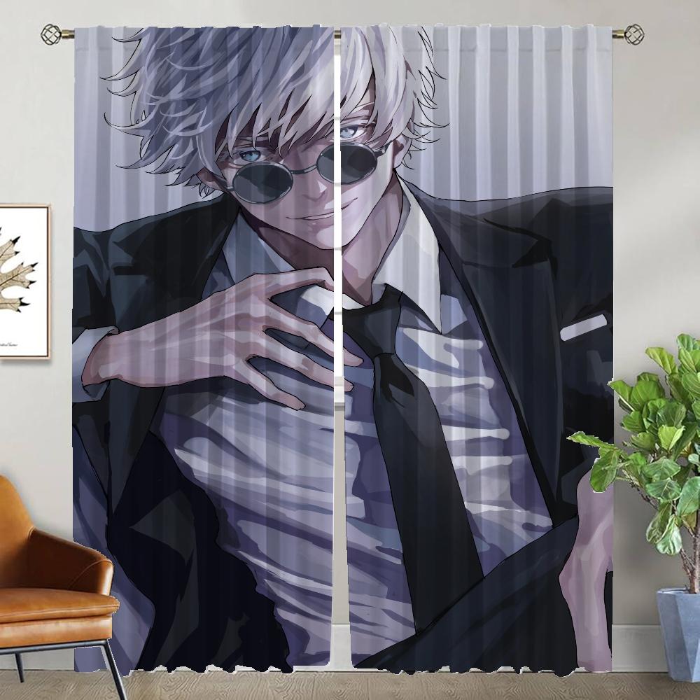 Gojo Satoru Modern Living Room Curtains 2 Pieces Blackout Curtain Home Interior Curtains for Camera Halloween Decoration Shades