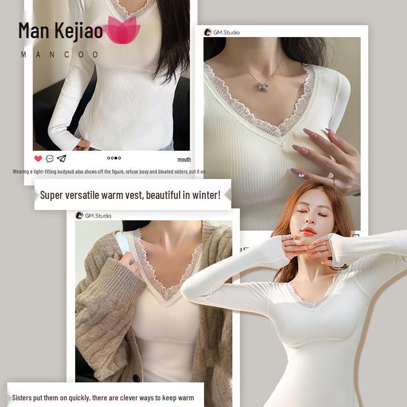 MankeJiao Women's Cashmere Silk Blend Thermal Underwear Set