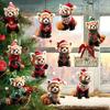 Yousheng 10 Pcs Christmas Ornaments Cute Raccoon Wooden Hanging Ornaments Animal Themed Christmas Tree Decoration for Holiday Party Decor