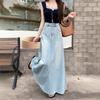 Retro Denim Mini Skirt Women's Spring Large Size Long A- Line Loose Slimming Bodycon Skirt