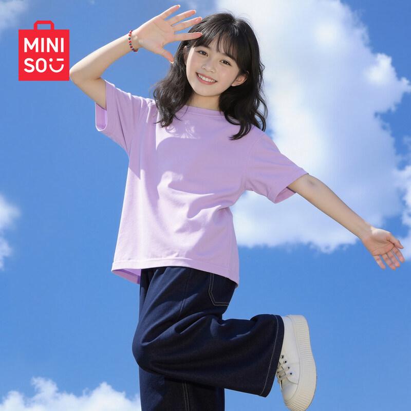 MINISO Girls' Summer 2026 Pure Cotton Short Sleeve T-Shirt