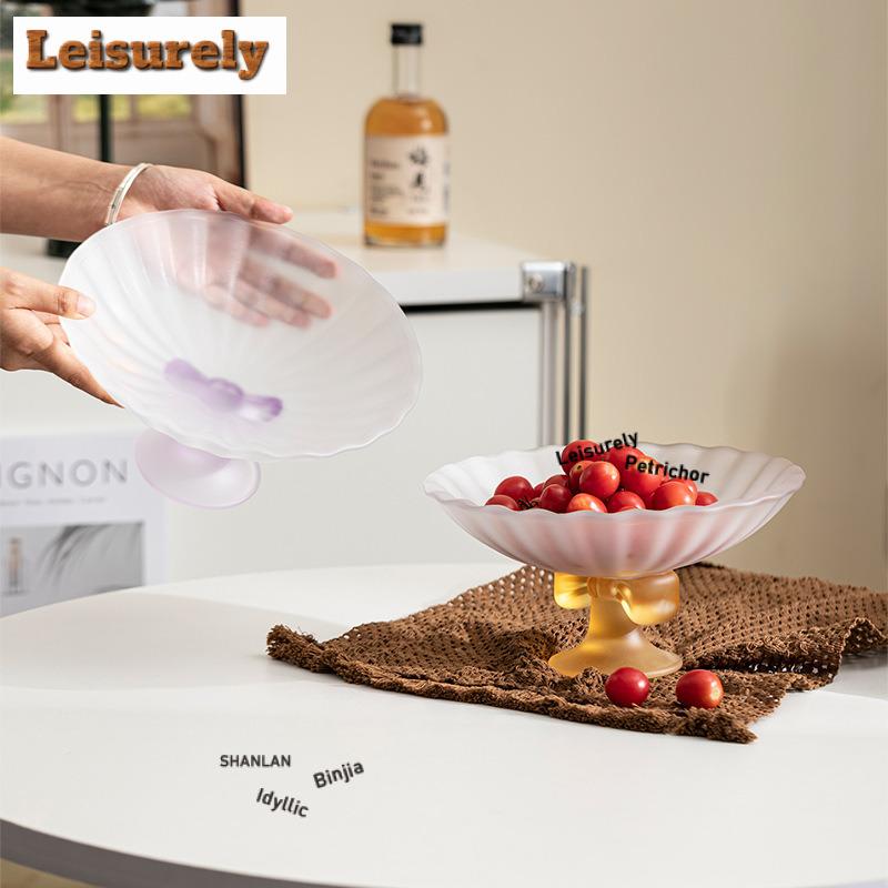 Frosted Glass Butterfly Pattern Fruit Dishes Boutique Pastry Plate Dim Sum Plate Dessert Candy Dish Serving Tray Gift Supplies