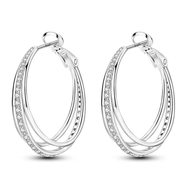 925 Sterling Copper Heart Snake Bone Pattern Cross Shell Zircon Four-pointed Star Earrings for Women Earring Fine Zircon Gifts