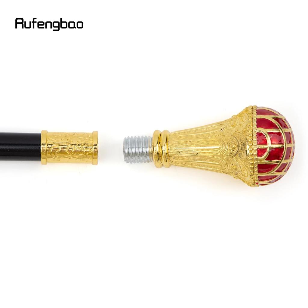Red Ball Type Golden Walking Cane Fashion Decorative Walking Stick Gentleman Elegant Cosplay Cane Knob Crosier 93cm