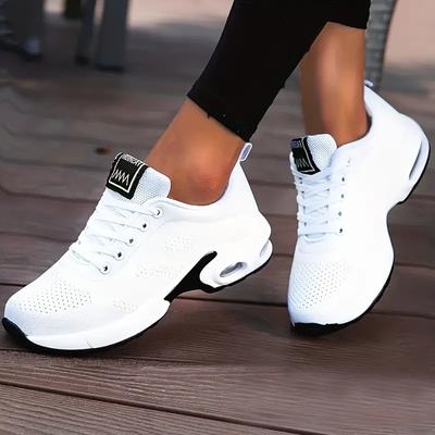 Leichte Mesh Schnür-Sneaker, Modische Air Cushion Lauf-Sportschuhe, Damenschuhe