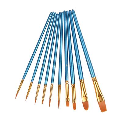 10 Pcs Paint Brushes Set Wooden Penholder Aluminum Joint Artist Paintbrushes for Home School Student Painter