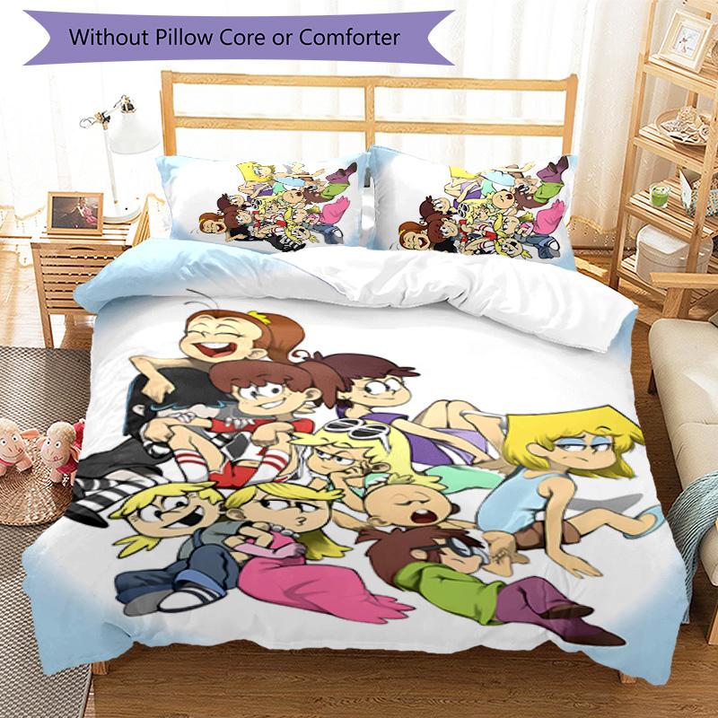 Loud House 3pcs Bedding Set Duvet Cover Closure Includes 1 Duvet Cover & 2 Pillowcases for All Seasons Bedroom Home Dorm Decor