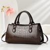 Women’s Light Luxury Shiny Crocodile Pattern Top Handle Bag, Elegant Shoulder Crossbody Purse For Middle-Aged Moms