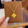 Diamond-studded and Brushed Four-leaf Flower Necklace, Chinese Style, Best-selling New Style