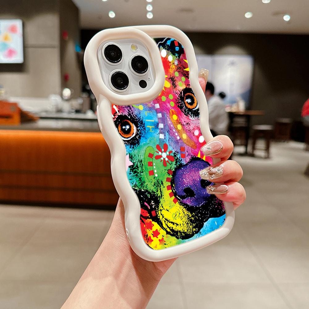 Ae76 Dog Color Doodle Design Art Protective Phone Cases for Samsung S24 Plus S23 Ultra A14 A55 A06 Honor X9b Motorola OnePlus Big Wave TPU Back Cover