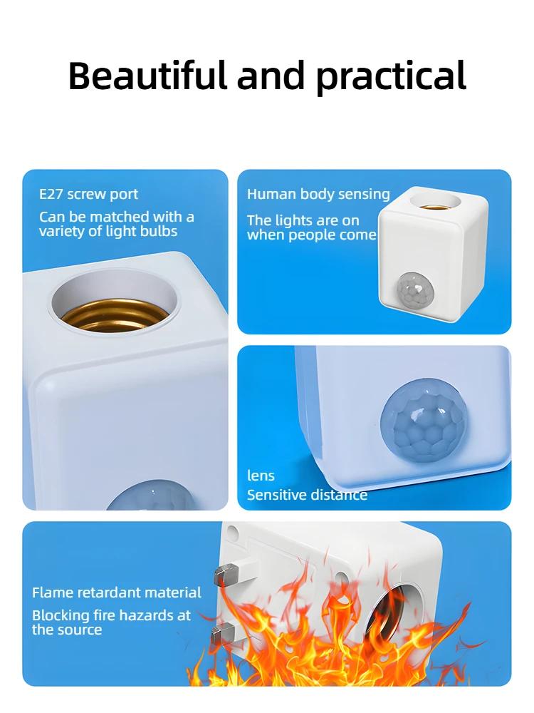 E27 LED Lampensockel EU/US Stecker mit Bewegungssensor PIR Radar Induktionslichthalter Fassung Adapter Konverter Einstellbar
