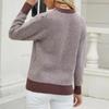 IHUASU Damen Herbst und Winter Gestreifter Mode Langarm O-Ausschnitt Gestrickter Lockerer Patchwork Pullover Pullover