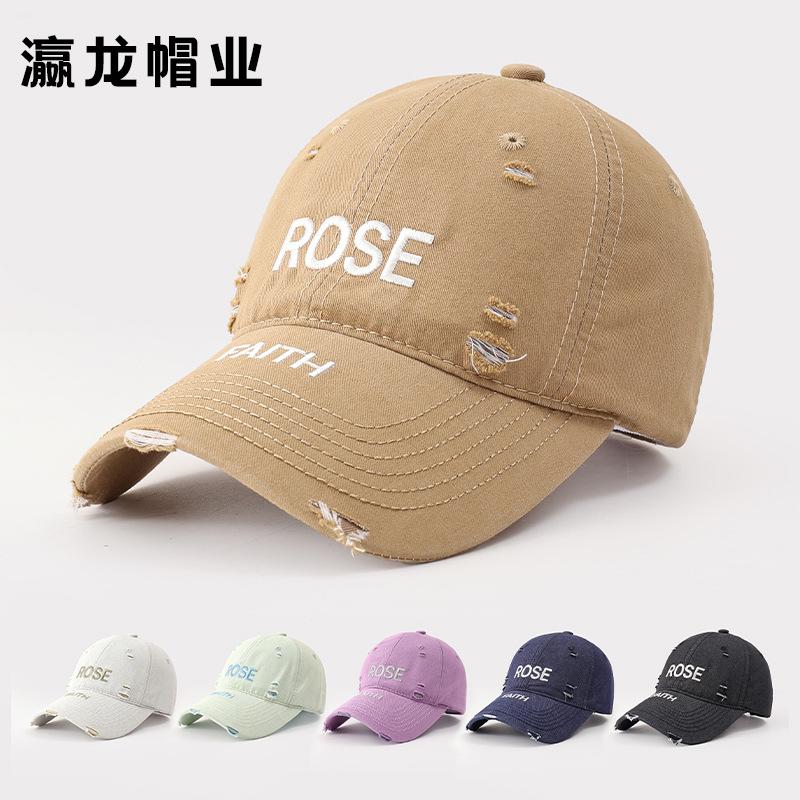 New alphabet embroidered baseball cap ripped hip hop visor children spring and summer fashion versatile cap