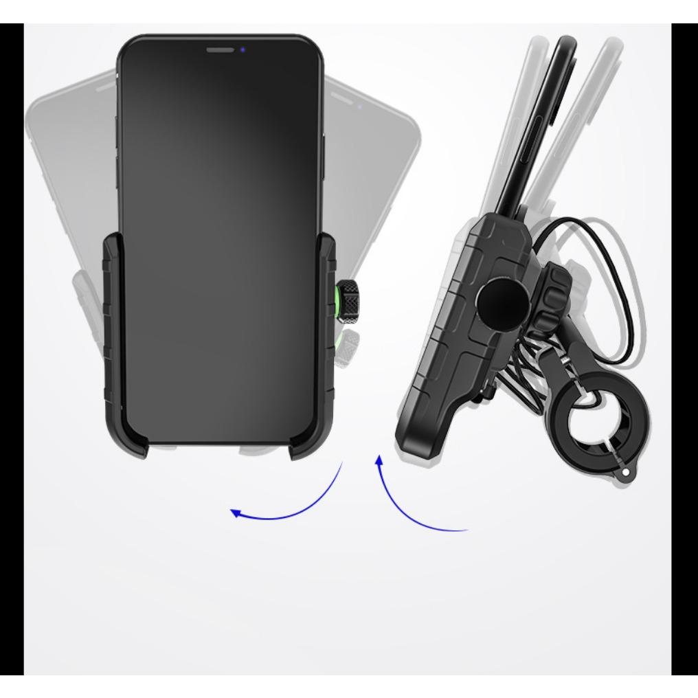 Motorsykkel Telefonholder Lader, USB/QC 3.0 Uttak med Bryter, 360° Vanntett, USB-lader, Aluminium Styre/Speilfeste for 3,5-6 Tommers Telefoner